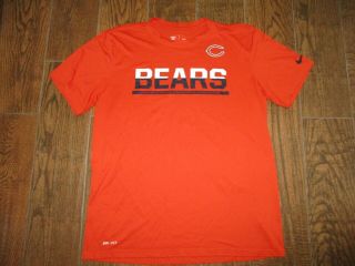 Mens Chicago Bears Nike Onfield Dri Fit Orange Short Sleeve Training Shirt Sz.  L