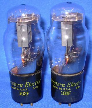 Strong Matched Pair Western Electric 102f Triode Vacuum Tubes 1954/57 Dates R