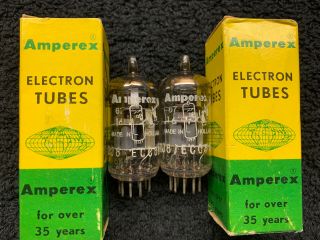 2 Nos Nib Matched Amperex Bugle Boy 6dj8 Ecc88 Audio Tubes Holland 1966