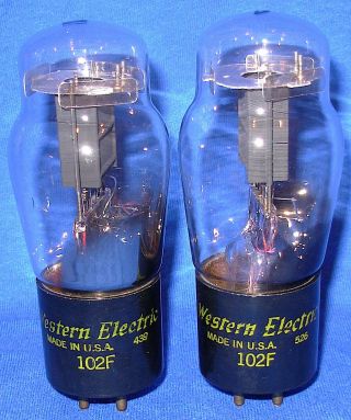 Strong Matched Pair Western Electric 102f Triode Vacuum Tubes 1954/55 Dates D