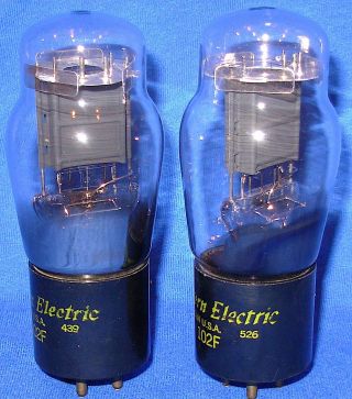 Strong Matched Pair Western Electric 102F Triode Vacuum Tubes 1954/55 Dates D 2