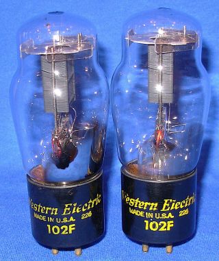 Strong Matched Pair Western Electric 102f Triode Vacuum Tubes Same 1952 Date Q