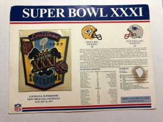 Willabee & Ward Bowl Xxxi Patch Green Bay Packers Vs England Patriots