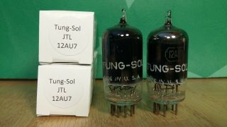 Closely Matched Tung - Sol Jtl 12au7 Black Glass & Plate 1951 Vacuum Tubes