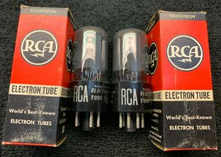 2 Nos Nib Matched Rca 6v6gt Smoked Glass Audio Tubes Usa 1957