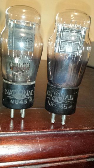 Closely Matched Pair Engraved 45 National Union 145 245 345 Power Amp Tube Tv - 7