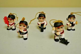 2004 Dale Earnhardt Sr.  Mini Elf Pit Crew Christmas Ornaments Set Of 5 1 1/2 "