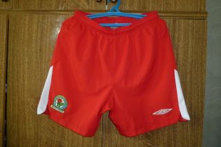 Blackburn Rovers Fc Umbro Football Shorts Away 2009/2010 Soccer Red Men Size M