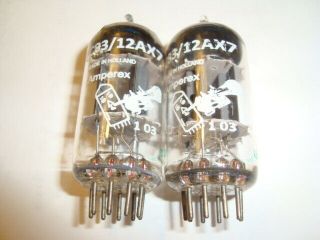 One Matched Pair Amperex Bugle Boy 12ax7 Tubes,  High Ratings 115/120