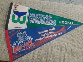 Vintage Hockey Nhl Hartford Whalers Felt Pennant,  Wolfpack Pennant Connecticut