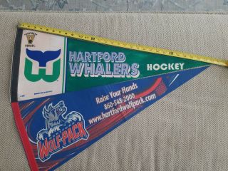 Vintage Hockey NHL Hartford Whalers felt pennant,  Wolfpack Pennant Connecticut 2