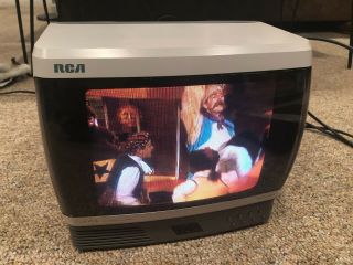 Vintage 1992 9 " Portable Color Tv Rca E09535kw Spacesaver Colortrak,  Remote Fm
