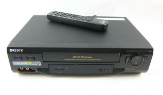Sony Slv - N51 4 - Head Hi - Fi Vcr Vhs Video Cassette Player Recorder W/ Remote