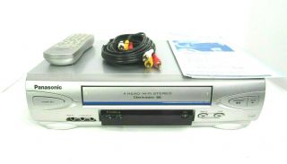 Panasonic Pv - V4523s Silver Vcr Vhs Player Recorder W/remote & A/v Cable