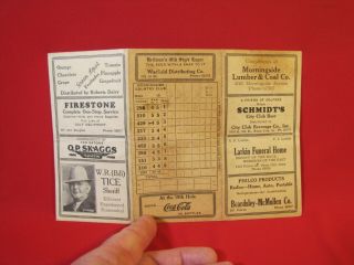 Vtg Golf Score Card Morningside Country Club - Sioux City,  Ia.  Beer,  Coke Adv