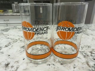 2 Vtg Providence Friars Big East Basketball Getty Oil 5.  5 " Glass Tumblers Euc