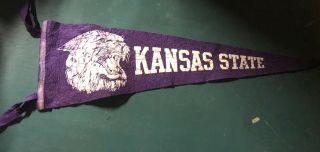 Vintage Kansas State University Pennant Flag College Purple Power Apx 14 In Long
