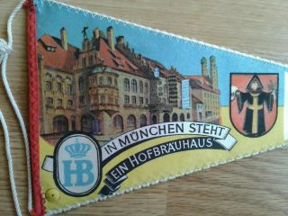 1972 Germany Munich Olympic Pennant HB BEER Ad IN MUNCHEN EIN HOFBRAUHAUS RARE 2