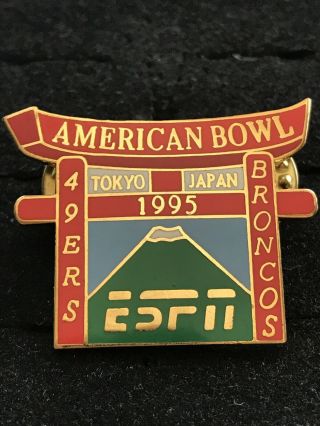 Sf 49ers Nfl.  American Bowl 1995.  Broncos Vs 49ers Lapel Pin.  Rare.  Vintage.