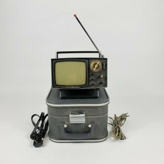 Vintage Sony Micro Television Sony 5 - 303w Portable Tv With Case Powers On