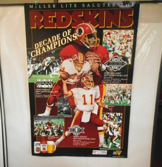 Washington Redskins 20 " X 30 " Poster Miller Lite Salutes Decade Of Champions