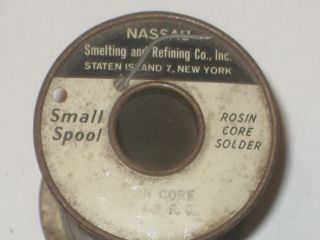 Small Spool Vintage Nassau Smelting Rosin Core Solder 14 Oz