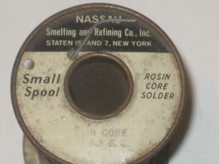 Small Spool Vintage Nassau Smelting Rosin Core Solder 14 OZ 2
