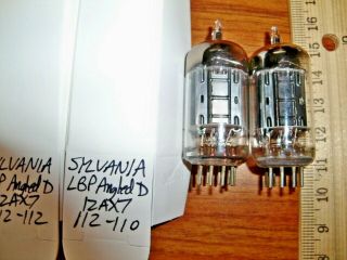 2 Strong Matched SYLVANIA Long Black Plate Angled D Getter 12AX7 / ECC83 Tubes 2