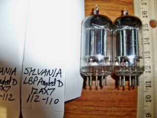 2 Strong Matched SYLVANIA Long Black Plate Angled D Getter 12AX7 / ECC83 Tubes 3