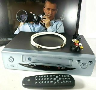 Ge Vg4065 Vcr Vhs Player 4 Head Hq Video Cassette Recorder With Remote & Cables