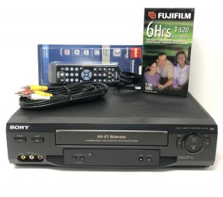 Sony Slv - N51 Hi - Fi Stereo Vcr Vhs Player W/remote,  Cable,  Blank Vhs Tape Tested✅