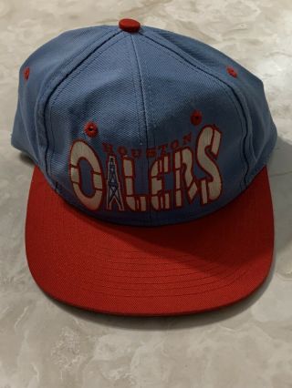 Vintage Universal Houston Oilers Hat Rare Nfl Snapback Cap Vtg 90s Blue Red Pros