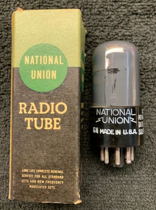 1 Nos Nib National Union 6sn7gt Smoked Glass Audio Tube Usa 1950 