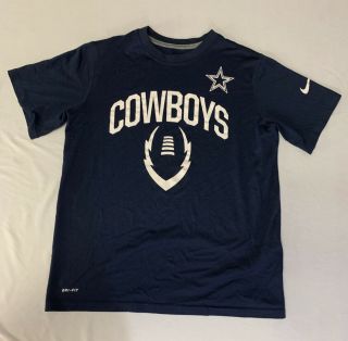 Nike Dri Fit Dallas Cowboys Nfl Football Boys T - Shirt Youth/kids Navy Size Large