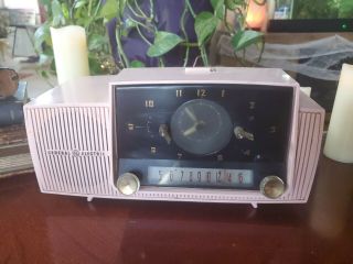 Vintage Ge Am Radio Pink General Electronic Solid State Alarm Clock Rare