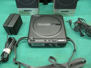Sony D - 2 Discman CD Player,  Pair Audio Technica AT - SP5 Battery Powered Speakers 2