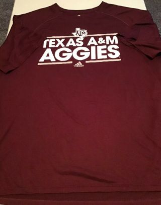Men’s Ncaa Texas A & M Aggies Adidas Climalite Activewear Shirt Size Xl
