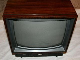 Vintage 1989 Zenith 13 " Color Crt Tv Wood Grain " Rare Retro Gaming