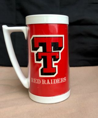 Vintage Texas Tech University Red Raiders Plastic Thermo - Serv Tall Mug Cup Stein