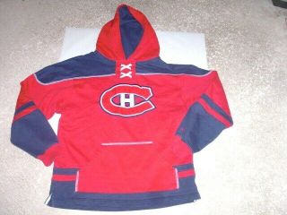 Montreal Canadiens Fully Sewn Reebok Hockey Jersey Hoodie Youth Xl