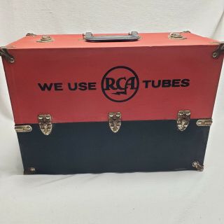 Vintage Red & Black Rca Vacuum Tube Caddy Carrying Case Packed Full Of Stuff
