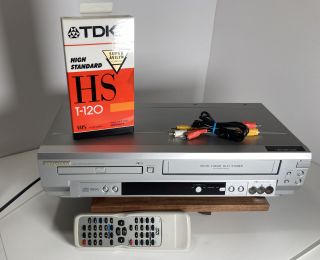 Vhs Dvd Sylvania Ssd803 Vhs Hq Hi - Fi Stereo Vcr Dvd Combo - Remote,  Cables Tape