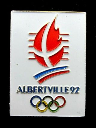 1992 Albertville Winter Olympic Games Official Logo Pin Badge Larger