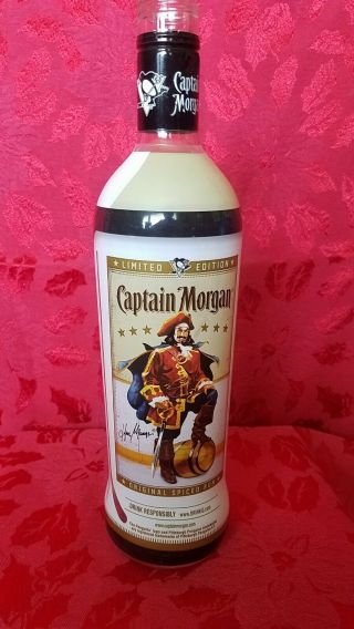 Rare Limited Edition Pittsburgh Penguins Captain Morgan Rum Bottle,  Empty