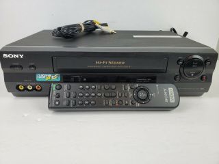 Sony Slv - N55 Stereo Vcr Vhs Player/recorder W/remote & Cables