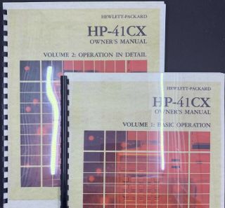 Hp - 41cx Manuals Volume 1 And 2 (color Comb Bound Reprint)
