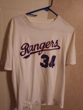 Majestic Texas Rangers Nolan Ryan Tee Shirt Jersey Large White