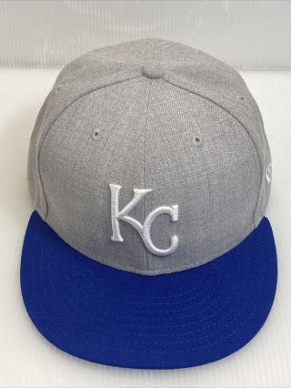Kansas City Kc Royals Hat 7 1/2 Gray Blue Hat Fitted Era 59fifty