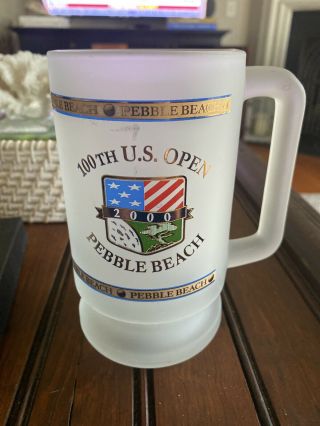 2000 Us Open Pebble Beach Golf Links Frosted Beer Mug Masters Champ Tiger Woods