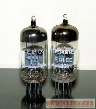 Rare Matched Pair Siemens E81cc/12at7/ecc81 Tubes - Germany - Test Nos